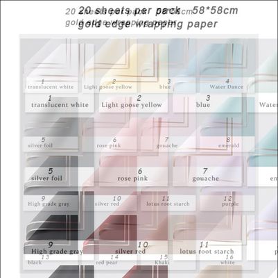 Купить Корейский стиль полупрозрачная золотая граница розовая оберточная бумага 58 * 58 см 20 листов на упаковку Производство в сети