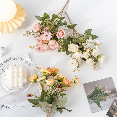 Купить Розовые букеты, маленькие букеты, одиночные искусственные цветы, искусственные цветы, зеленые растения, цветы из шелка для гостиной, декоративные цветы, украшения и цветы Производство в сети