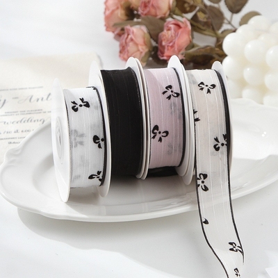 Купить Полиэстерная печать бабочки Снежная лента аксессуары для волос Экологически чистые самодельные цветочные подарки Производство в сети