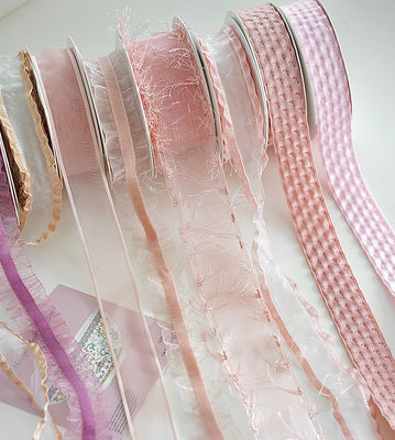 Купить Ленточный цветочный букет для выпечки, DIY, ручная цветочная упаковочная лента, нежно-розовая и фиолетовая серия, 4 см/10 м Производство в сети