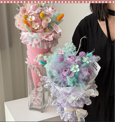 Купить День матери&520 Свернутые кружевные цветочные букеты Декоративные ленты Аксессуары DIY Ручная упаковка Производство в сети