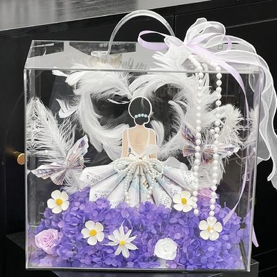 Купить Акриловый ручной цветочный ящик, свежий букет цветов, цветочная коробка для упаковки, DIY материал водонепроницаемый прозрачный легкий роскошный сувенирный ящик online manufacture