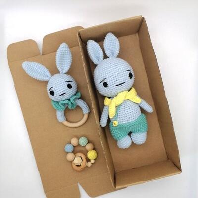Купить 100% ручная игрушка для крошечного кролика Amigurumi куклы крошечные животные плюшевые наполненные кролики детские зубные игрушки Производство в сети