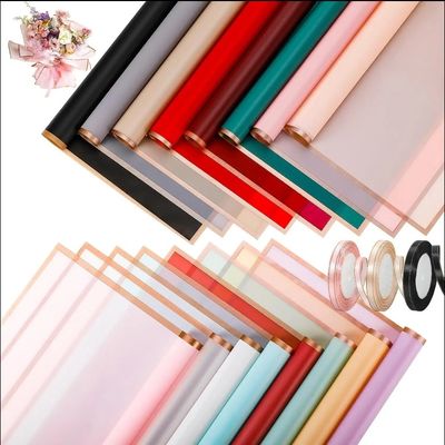 Хорошая цена. Гладкая бумажка для упаковки цветов с золотым краем 58 см * 58 см онлайн