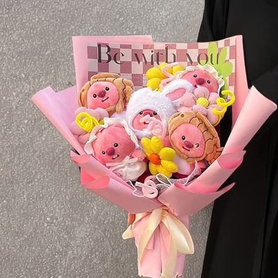 Хорошая цена. Круглый маленький бобр плюшевая кукла букет Круглый очаровательный мультфильм плюшевая игрушка творческий день рождения и выпускной сезон подарок для тех, у кого девственное сердце онлайн