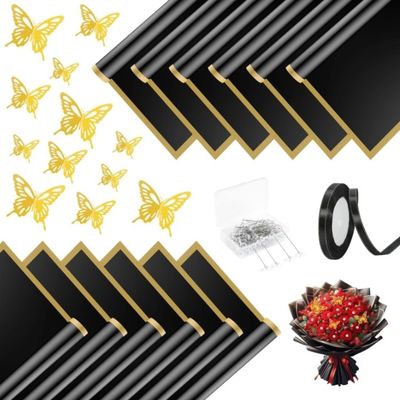 Хорошая цена. Пленка с золотым краем, бумага для упаковки цветов, матовая бумага, полупрозрачная водонепроницаемая, бумага для упаковки букетов цветов, материал для цветочных магазинов онлайн