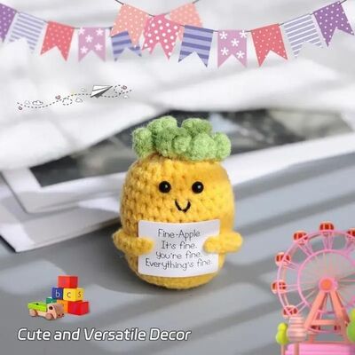 Хорошая цена. Adorable Positive Energy Ornament Handmade Crochet Pineapple Plush Doll for Party Decorations онлайн