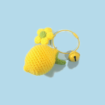 Хорошая цена. Cute Mini Lemon Style Keychain Knitted Crochet Wool Thread Keychain Handmade Fashionable Bag Accessory онлайн